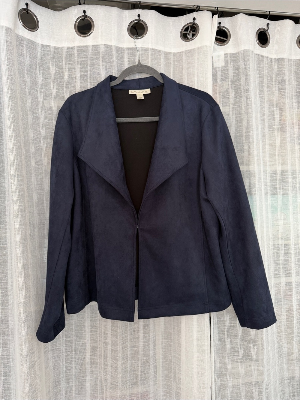 Emaline Navy Suede-Look Open Front Jacket XL